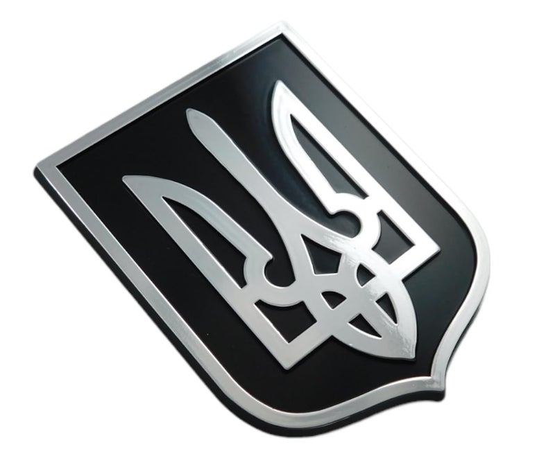 Car Chrome Decals PLNP-UBC Ukraine Trident Tryzub Black Chrome Plastic car Emblem Decal Sticker Crest UBC - Image 1